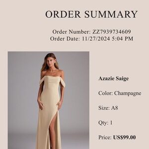 Azazie Saige Off-Shoulder Dress - Champagne